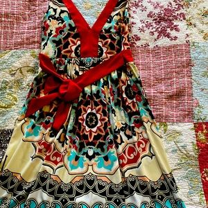 Multi colored tank dress with tie back